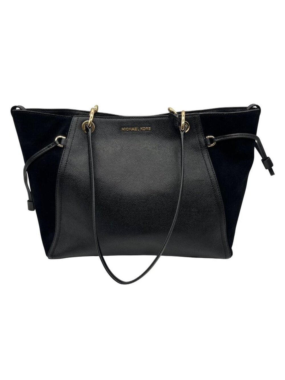 Michael Kors Black Pebbled Leather & Suede Shoulder Bag